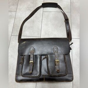 Leather Bag Laptop Briefcase Computer Satchel Bag for Men & Women